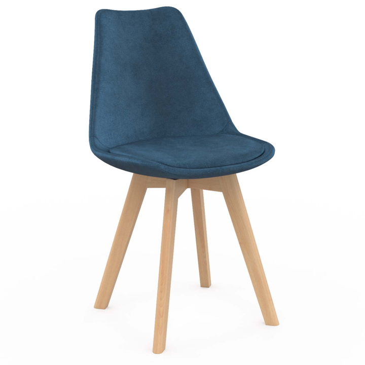 Lot de 4 chaises scandinaves SARA en velours bleu canard