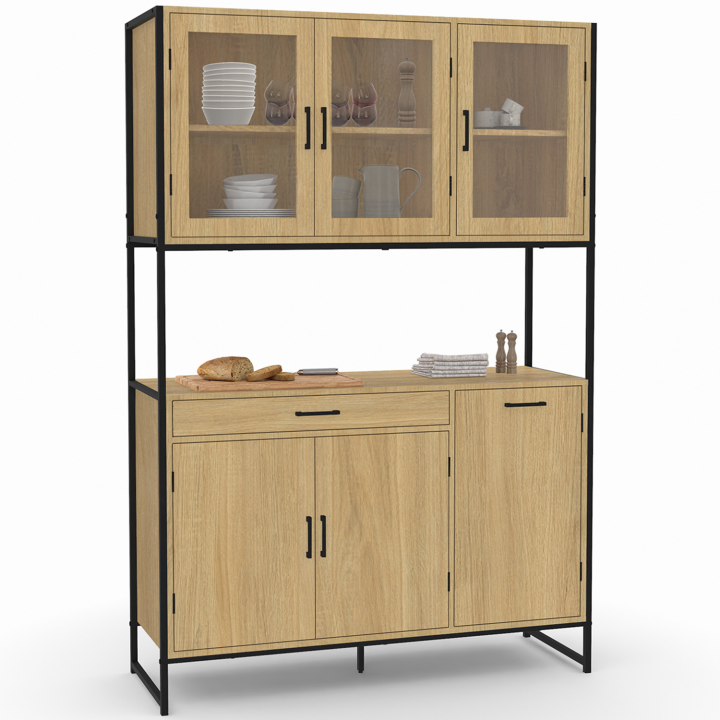 Buffet de cuisine 120 CM DETROIT avec portes vitrées