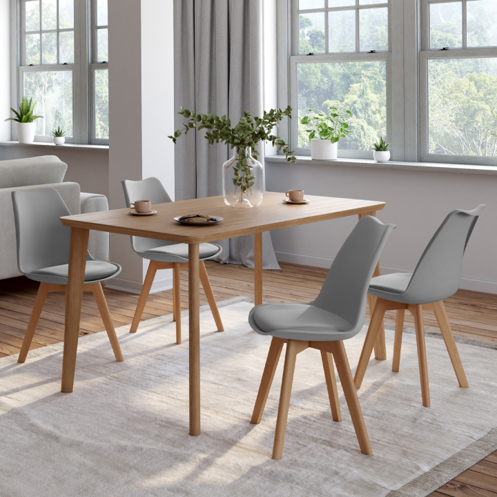 Lot de 4 chaises scandinaves SARA gris clair pour salle à manger