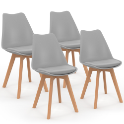 Lot de 4 chaises scandinaves SARA gris clair pour salle à manger