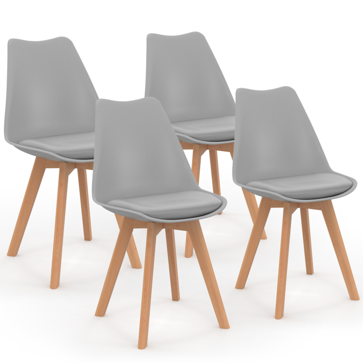 Lot de 4 chaises scandinaves SARA gris clair pour salle à manger