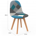 Lot de 2 chaises scandinaves SARA motifs patchworks bleus
