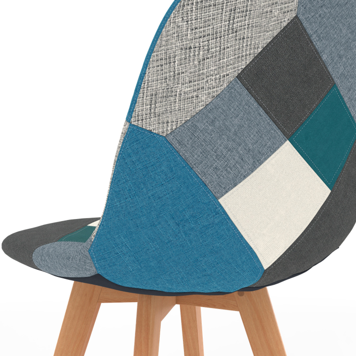 Sillas escandinavas patchwork azul y gris x4 - SARA | ID Market