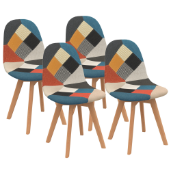 Lot de 4 chaises scandinaves SARA motifs patchworks multi-couleurs