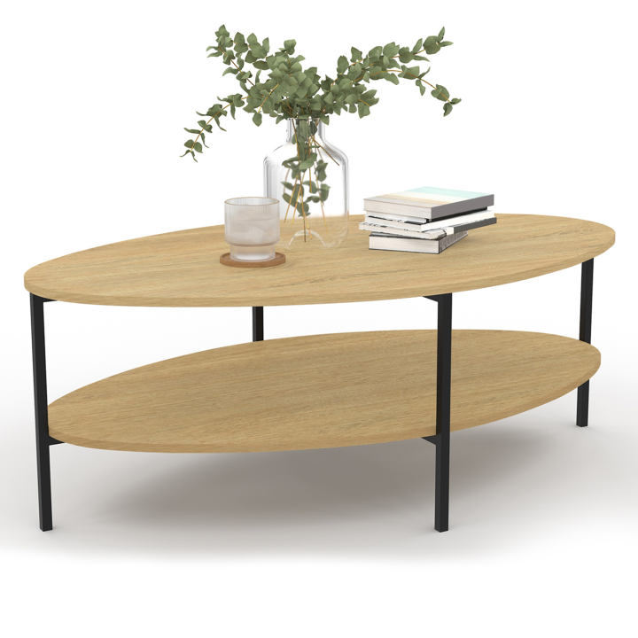 Table basse ovale double plateau DETROIT design industriel