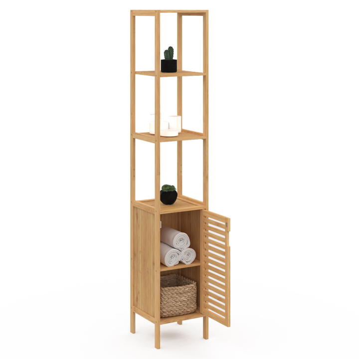 Meuble colonne salle de bain bambou BEA 1 porte