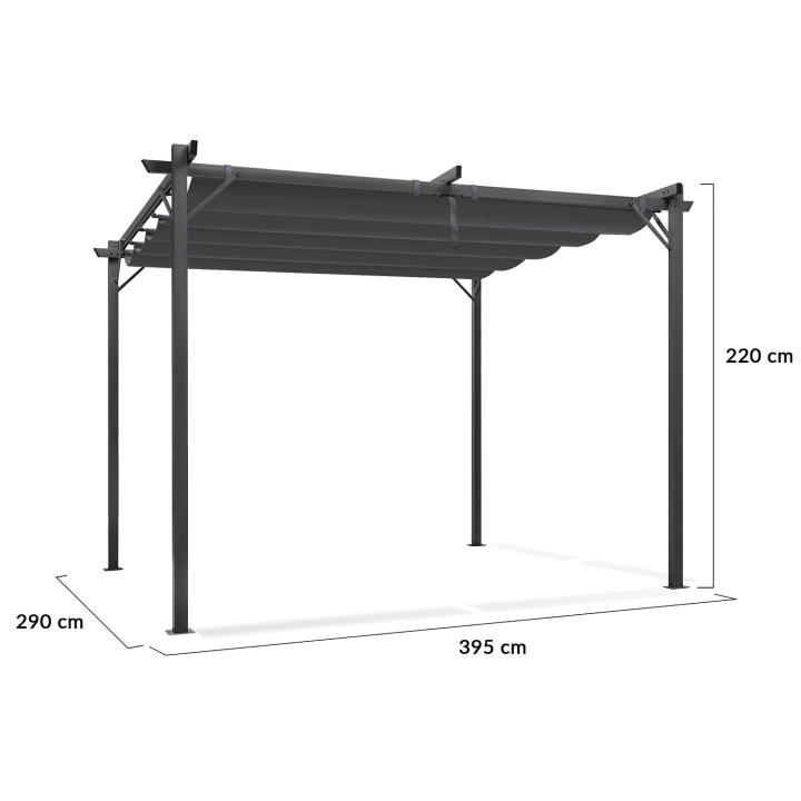 Pergola toit rétractable 4 pieds 3x4 M tonnelle gris anthracite