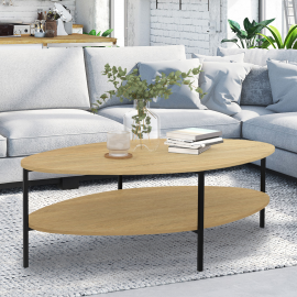 Table basse ovale double plateau DETROIT design industriel