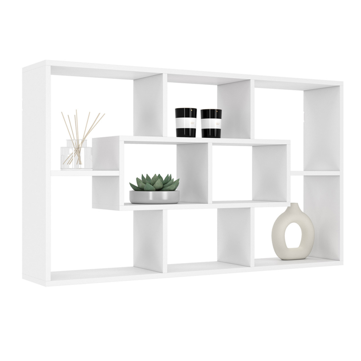 Etagère murale COLETTE avec 8 compartiments blanc