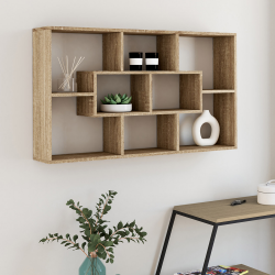 Etagère murale COLETTE avec 8 compartiments effet bois