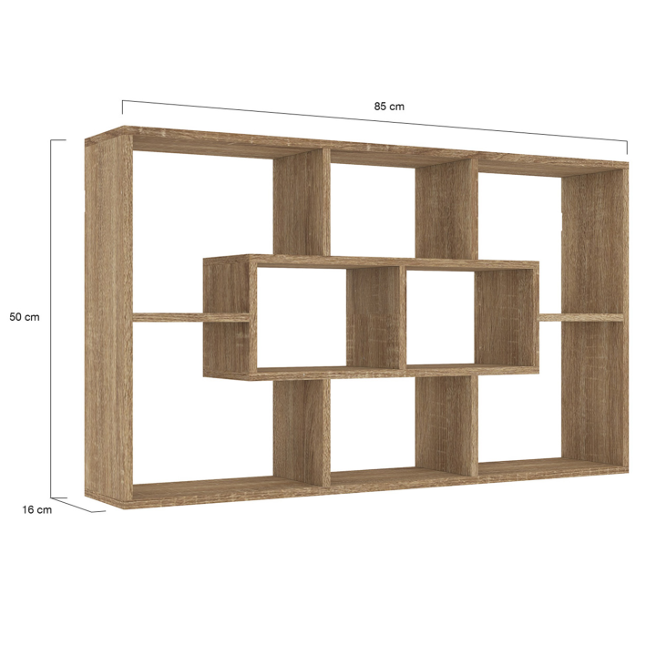 Etagère murale COLETTE avec 8 compartiments effet bois