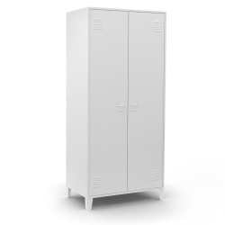 Armoire vestiaire penderie ESTER 2 portes métal blanc design industriel