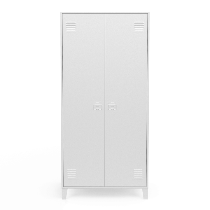 Armoire vestiaire penderie ESTER 2 portes métal blanc design industriel