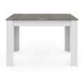 Table à manger rectangle ROZY 4 personnes blanc plateau effet béton 110 cm