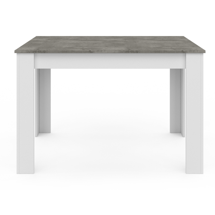 Mesa de comedor rectangular blanca con tablero efecto hormigón para 4 - ROZY | ID Market