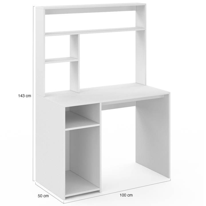 Bureau avec étagères de rangement DAN blanc