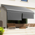 Store banne manuel 3,95x3 M gris anthracite lambrequin H.1,50 M