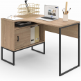 Bureau d'angle ROB façon hêtre et noir niche de rangement et porte design industriel