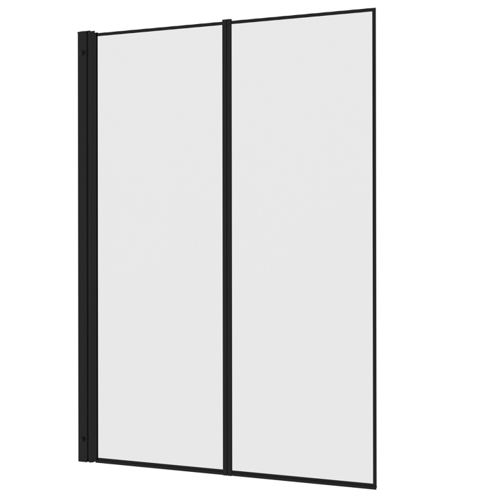 Mampara de baño 100x140cm 2 persianas efecto cristal con perfil de aluminio negro | ID Market