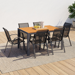 Salon de jardin POLY table 150 cm et 6 chaises