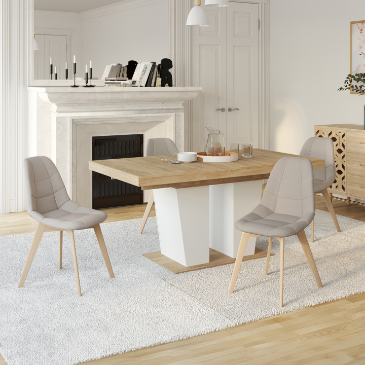 Lot de 4 chaises scandinaves GABY beige en tissu pour salle à manger