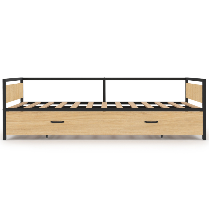 Lit gigogne DETROIT 90 x 190 cm banquette convertible style industriel