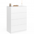 Commode 4 tiroirs TOMI 75 cm bois blanc