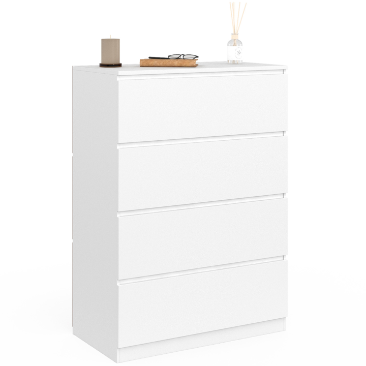 Commode 4 tiroirs TOMI 75 cm bois blanc