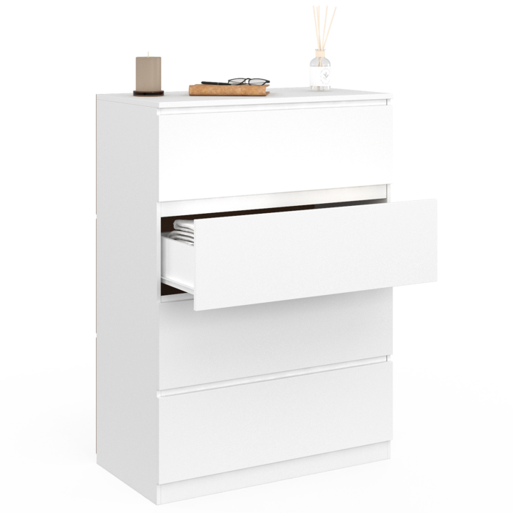 Commode 4 tiroirs TOMI 75 cm bois blanc