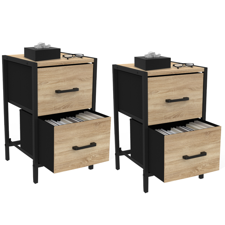 Lot de 2 tables de chevet UTAH 2 tiroirs