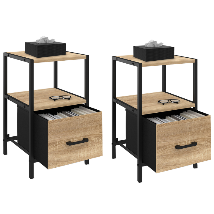 Lot de 2 tables de chevet UTAH 1 tiroir et 1 niche