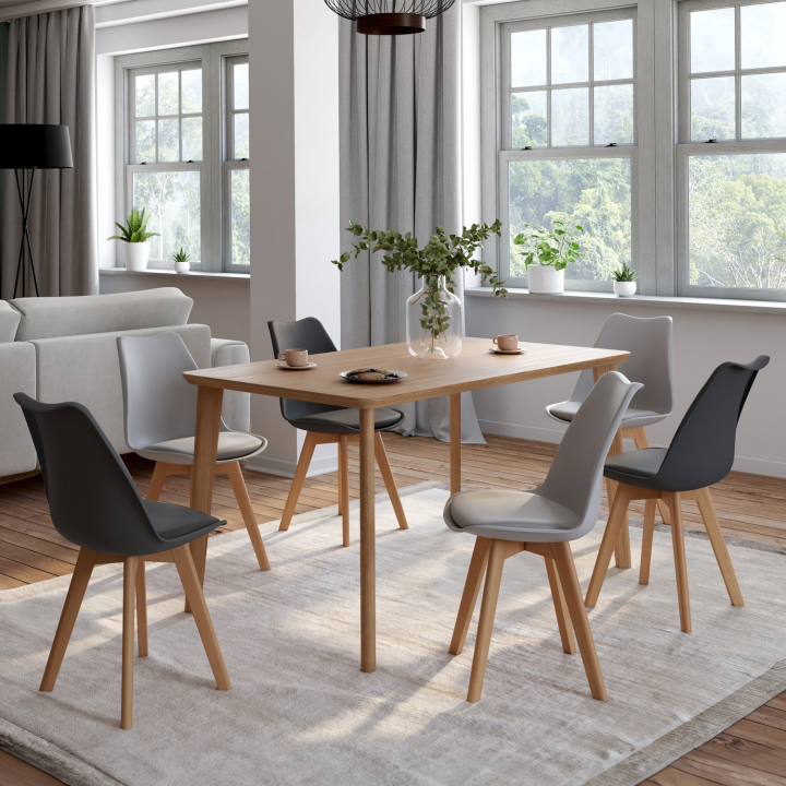 Scandinavische stoelen mix kleur donkergrijs en lichtgrijs - Set van 6 - SARA | ID Market