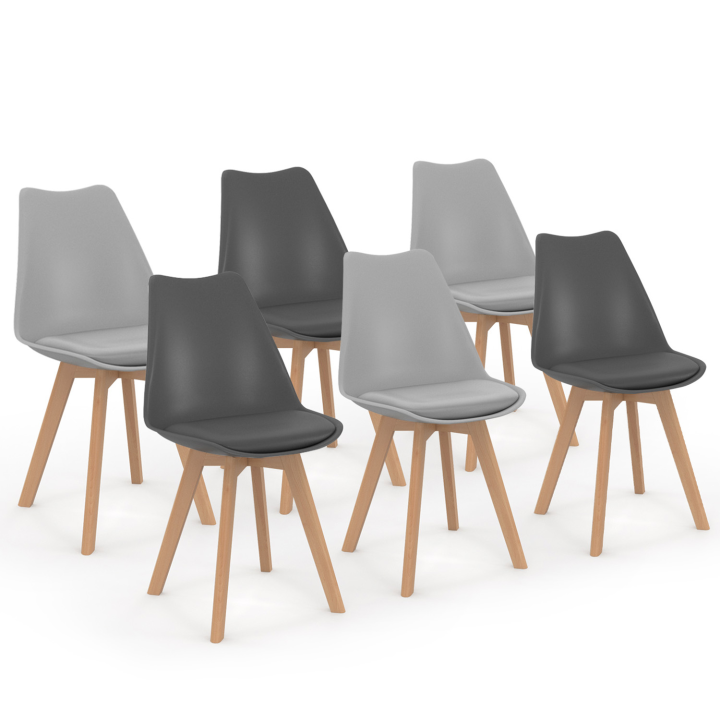 Scandinavische stoelen mix kleur donkergrijs en lichtgrijs - Set van 6 - SARA | ID Market