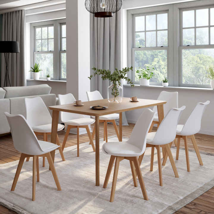 Lot de 8 chaises scandinaves SARA blanches pour salle à manger