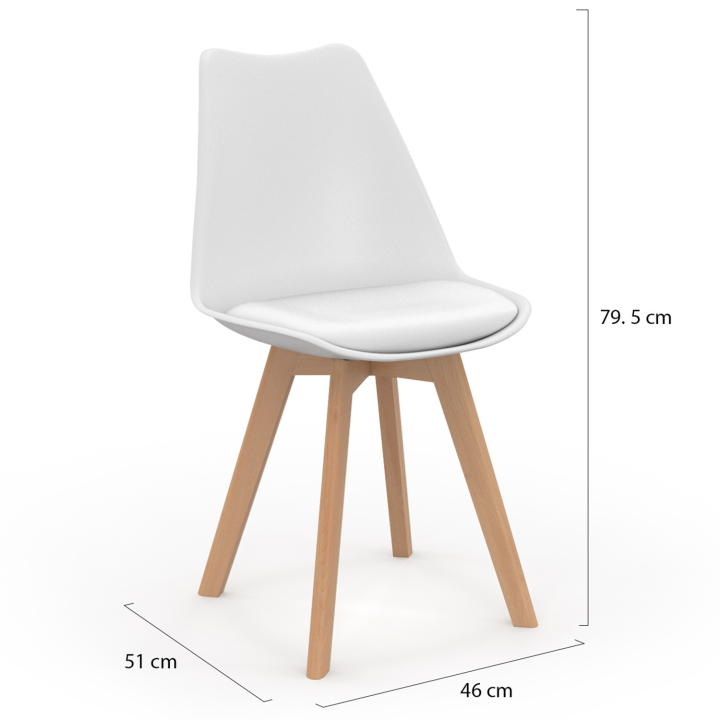 Lot de 8 chaises scandinaves SARA blanches pour salle à manger