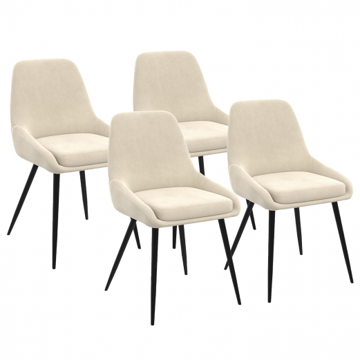 Lot de 4 chaises THALYA en velours beige avec accoudoirs