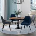 Lot de 4 chaises THALYA en velours mix color bleu x2, gris clair, gris foncé avec accoudoirs