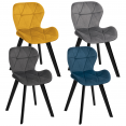 Lot de 4 chaises ROBINE en velours mix color bleu, gris foncé, gris clair et jaune