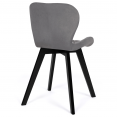 Lot de 4 chaises ROBINE en velours gris clair pieds noirs