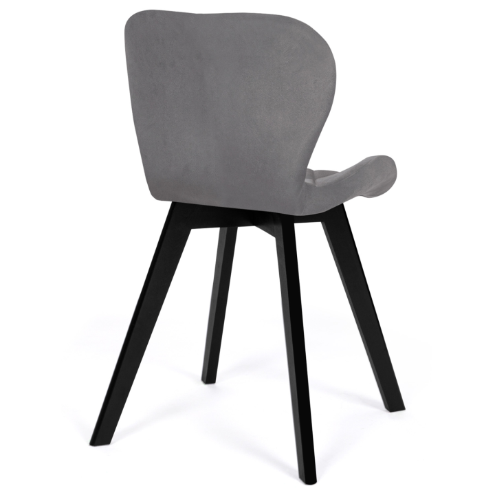 Lot de 4 chaises ROBINE en velours gris clair pieds noirs