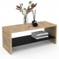 Table basse rectangulaire AMBRE double plateau 100 cm bois et noir