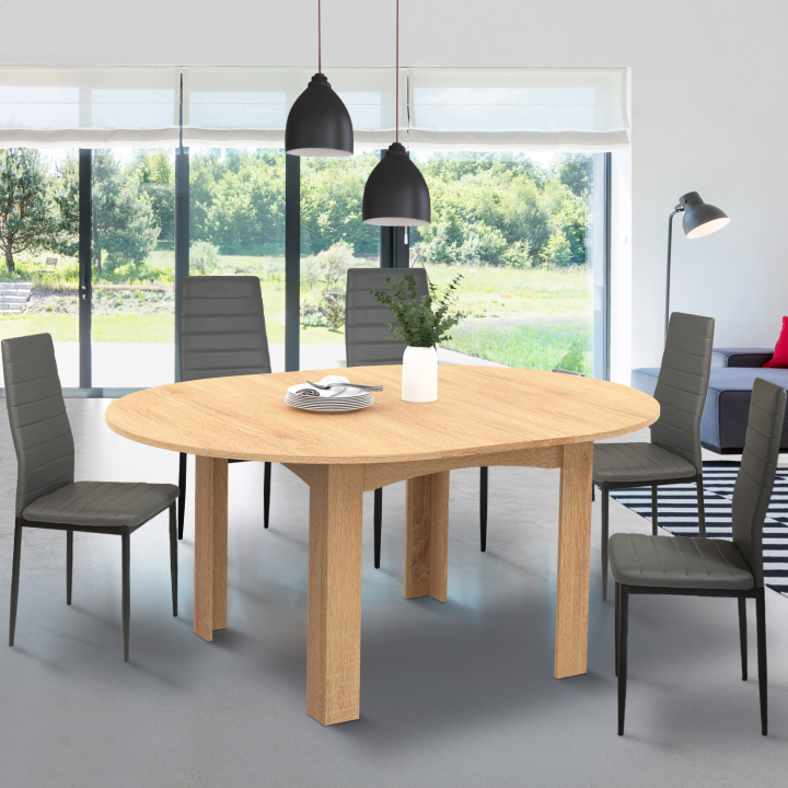 Mesa de comedor redonda extensible de madera para 4-6 personas - DONA | ID Market