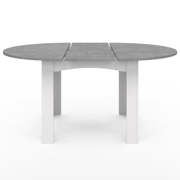 Table à manger extensible ronde DONA 4-6 personnes blanc et effet béton 110-150 cm