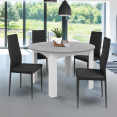 Table à manger extensible ronde DONA 4-6 personnes blanc et effet béton 120-160 cm