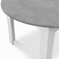 Table à manger extensible ronde DONA 4-6 personnes blanc et effet béton 120-160 cm