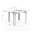 Table à manger extensible ronde DONA 4-6 personnes blanc 120-160 cm