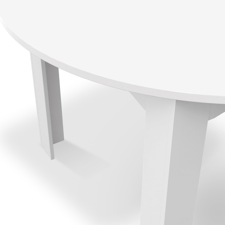 Table à manger extensible ronde DONA 4-6 personnes blanc 110-150 cm