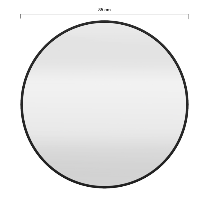 Miroir mural rond en métal noir D. 85 cm