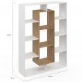 Etagère bibliothèque COLETTE avec 11 compartiments blanc et effet bois H.143 cm