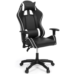 Silla ergonómica ajustable para juegos en blanco y negro barata - CARTER | ID Market